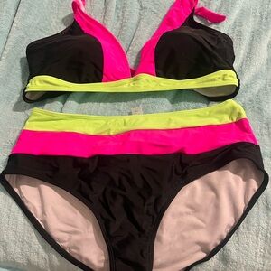 Neon Pink and Yellow Bikini Set- no tags but never worn